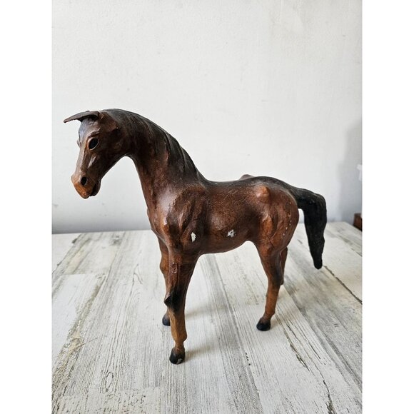Vintage leather horse decor equestrian‎ huntsman stallion - Picture 1 of 10